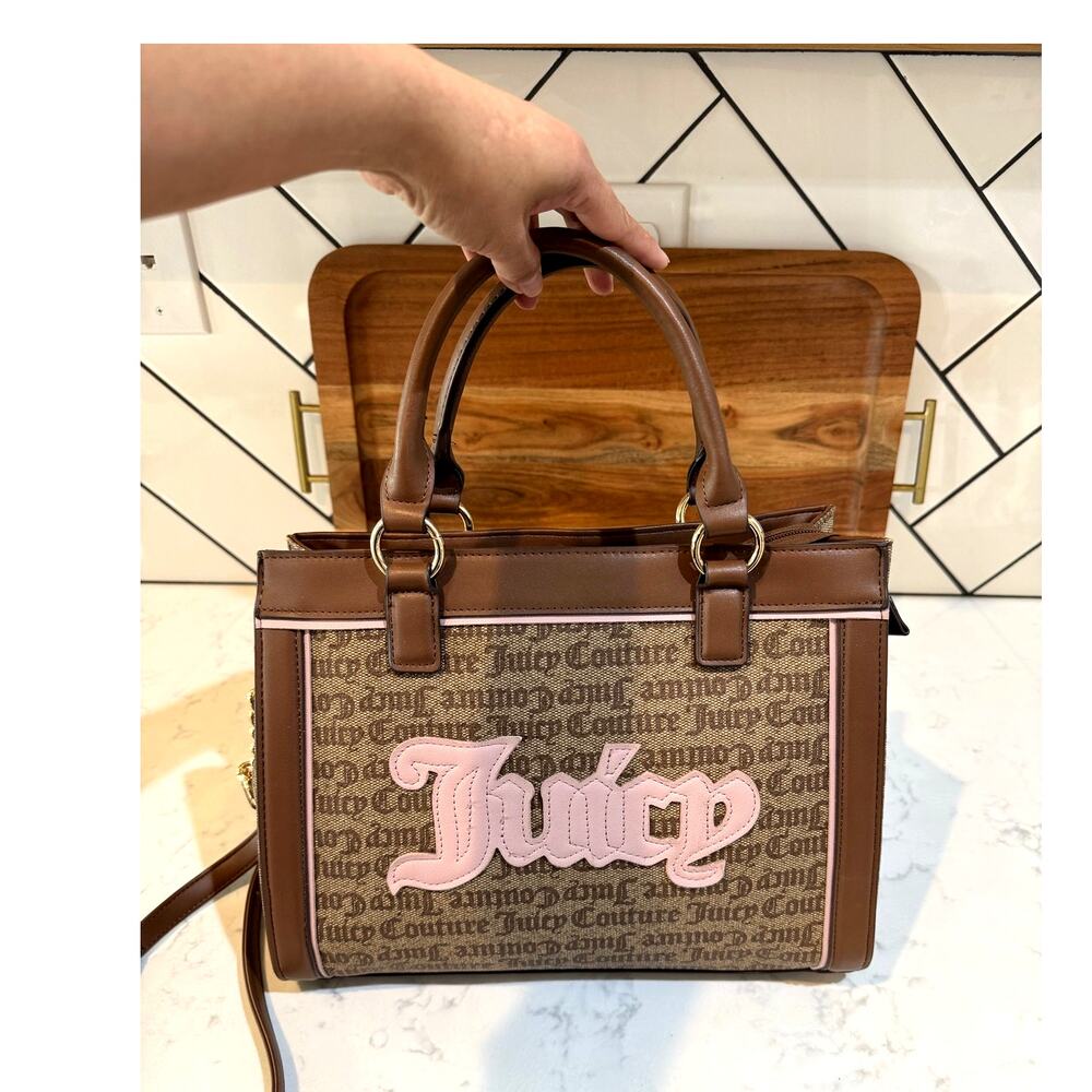 Juicy Couture Chestnut Chino Paparazzi Tote Bag crossbody mini tote faux leather